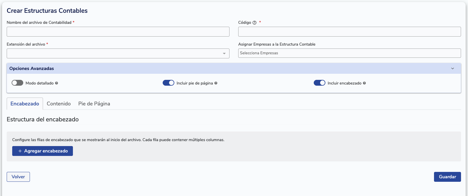 Tab Encabezado en una estructura contable