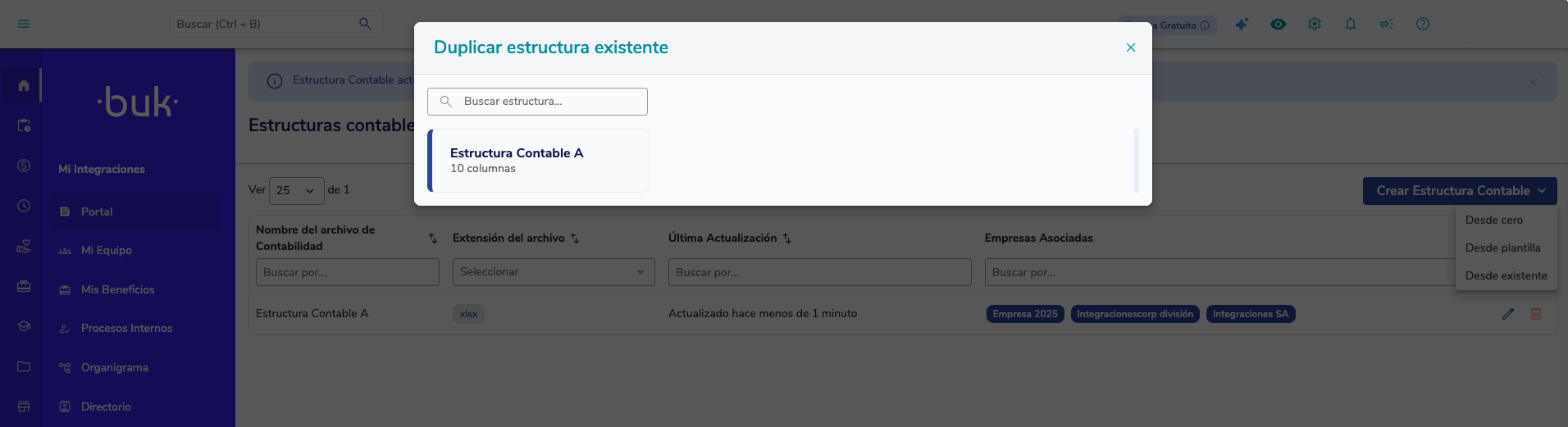 Duplicar estructura contable