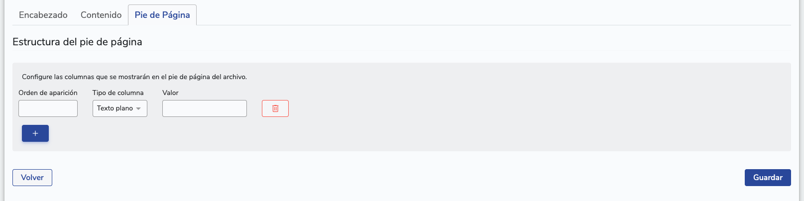 Tab Pie de Página en una estructura contable