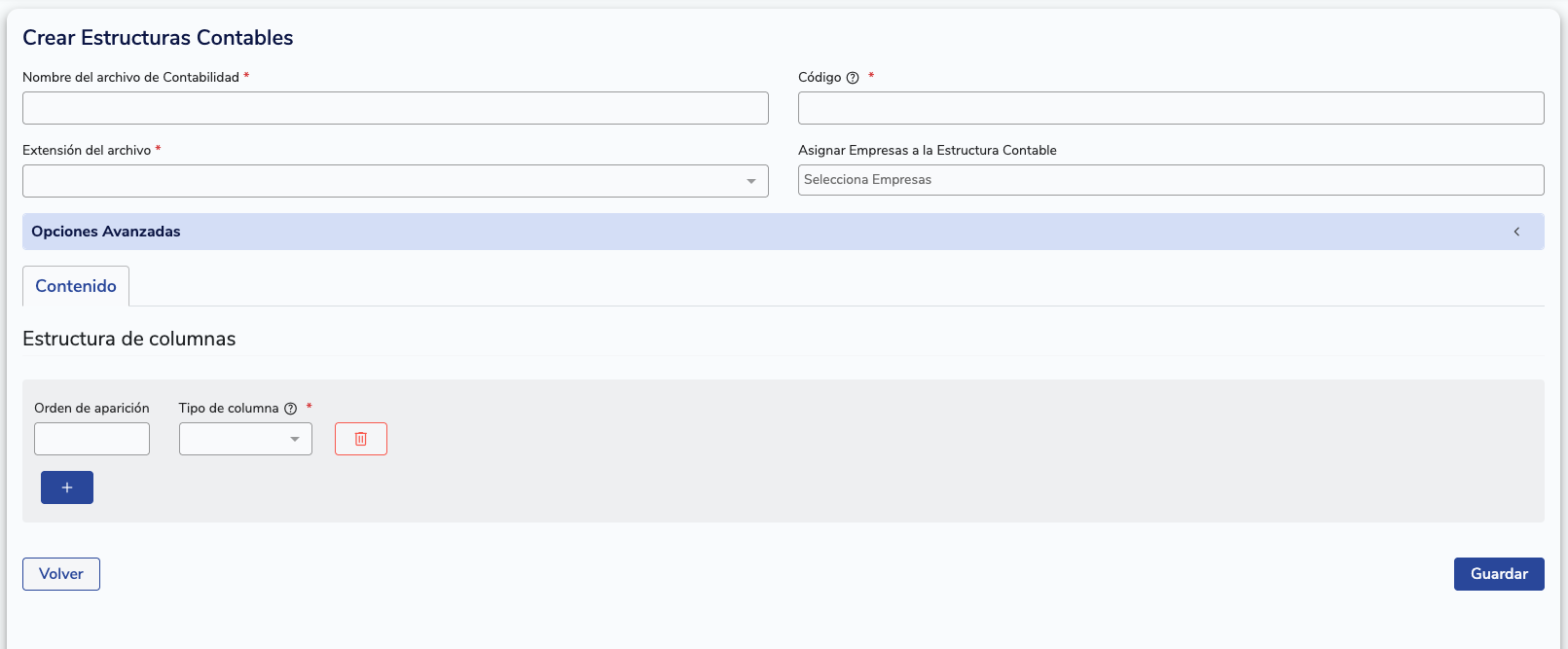 Campos generales de la estructura contable