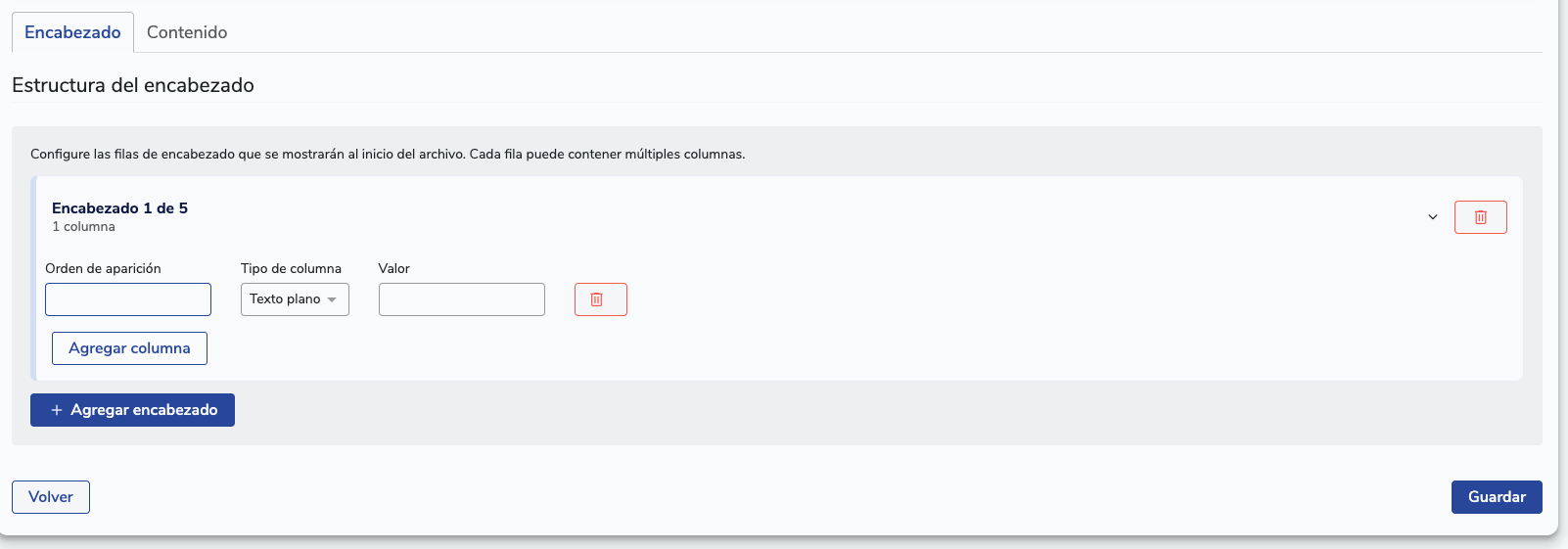 Tab Encabezado en una estructura contable