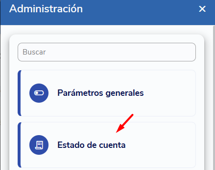 Pestala de Estado de cuenta dentro de Administración