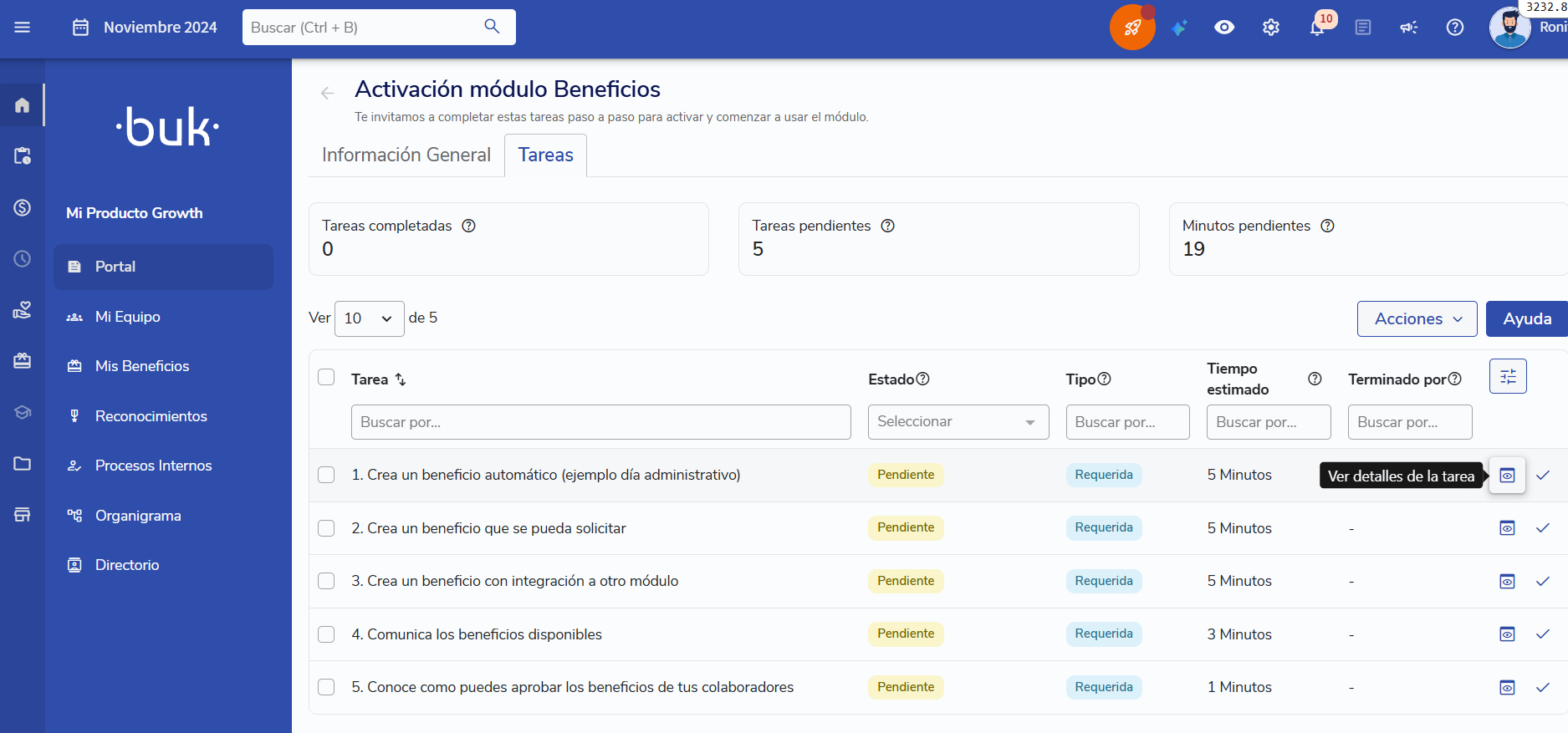 Lista de activación